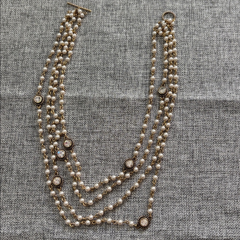 Virgins Saints & Angels 4-strand pearl ,gold chain necklace removable medallion - Picture 8 of 9